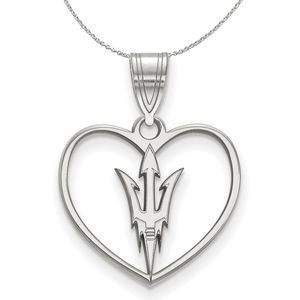 Sterling Silver Arizona State Heart Pendant Necklace - 16 Inch